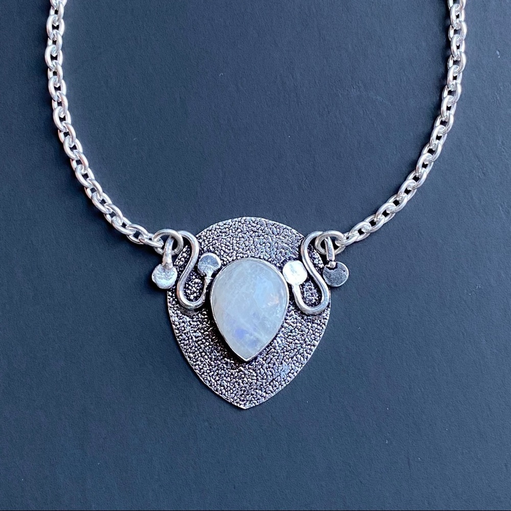 Rainbow Moonstone Sterling Silver Necklace
